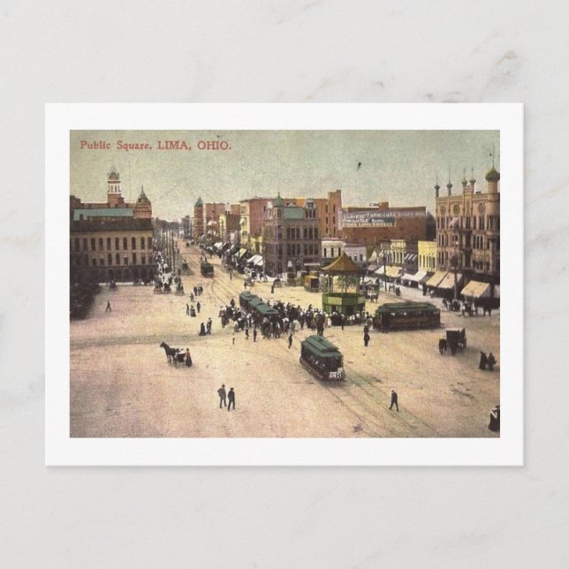 Public Square, Lima, Ohio Vintage Postcard (Front)