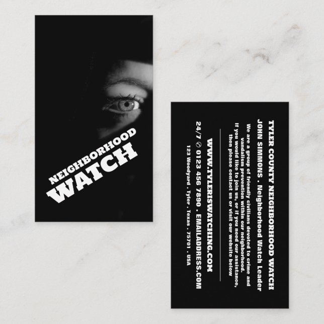 Public View, Neighborhood Community Watch  Business Card (Front/Back)