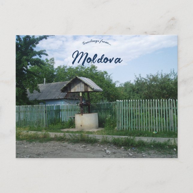 Public Well in Moldova Postcard (Front)