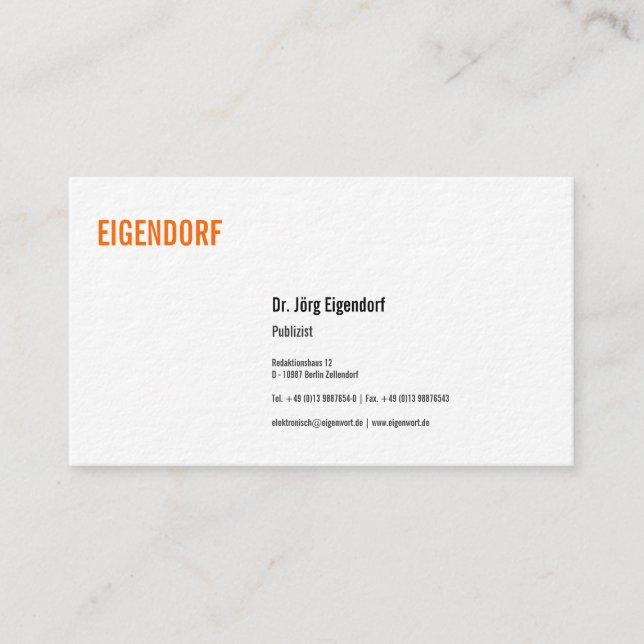 Publizist Visitenkarte Business Card (Front)