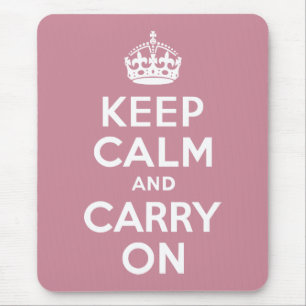 Puce Keep Calm and Carry On Mouse Mat