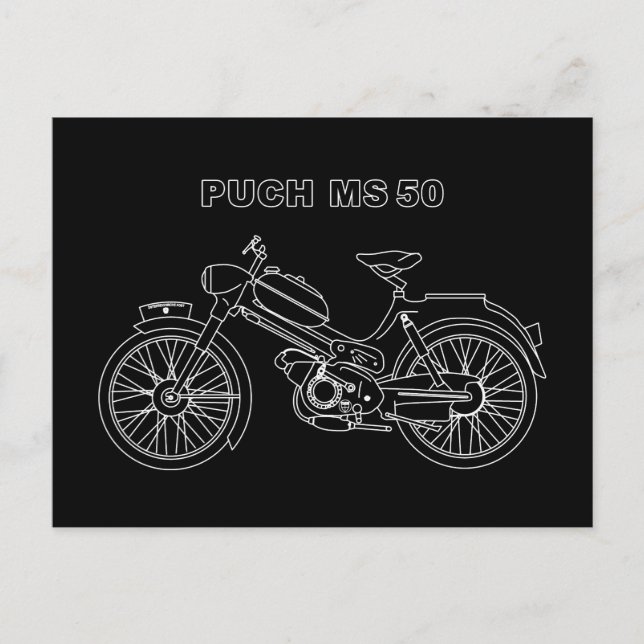 PUCH MS 50 Austrian Motor Scooter Blueprint Postcard (Front)