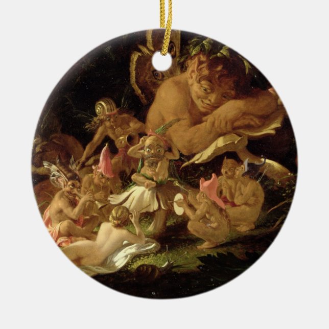 Puck and Fairies, from 'A Midsummer Night's Dream' Ceramic Tree Decoration (Front)