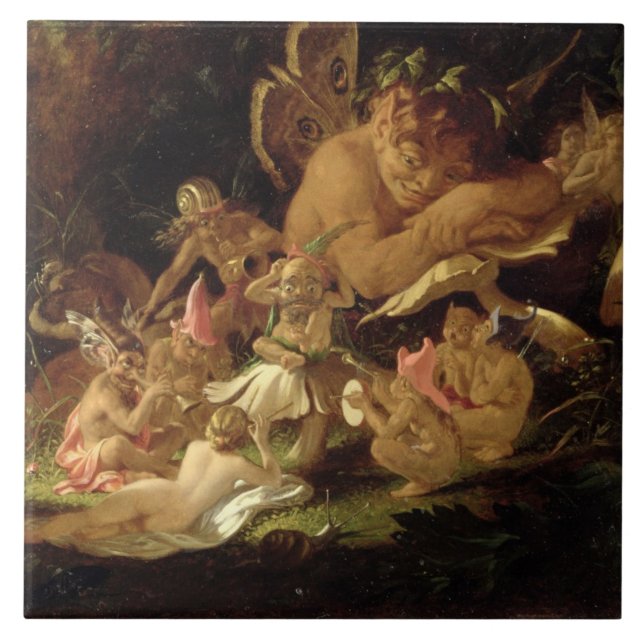 Puck and Fairies, from 'A Midsummer Night's Dream' Tile (Front)