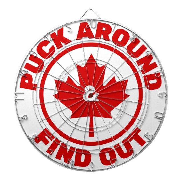 Puck Around & Find Out Canadian Maple Leaf Dartboard (Front)