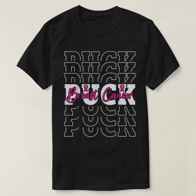Puck Breast Cancer Pink hockey stick For Men Women T-Shirt (Design Front)