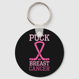 Puck Breast Cancer Pink Ribbon Ice Hockey Cancer D Key Ring