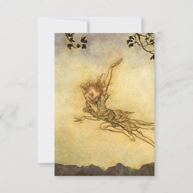 “Puck Flew Through the Air” by Arthur Rackham Thank You Card (Front)
