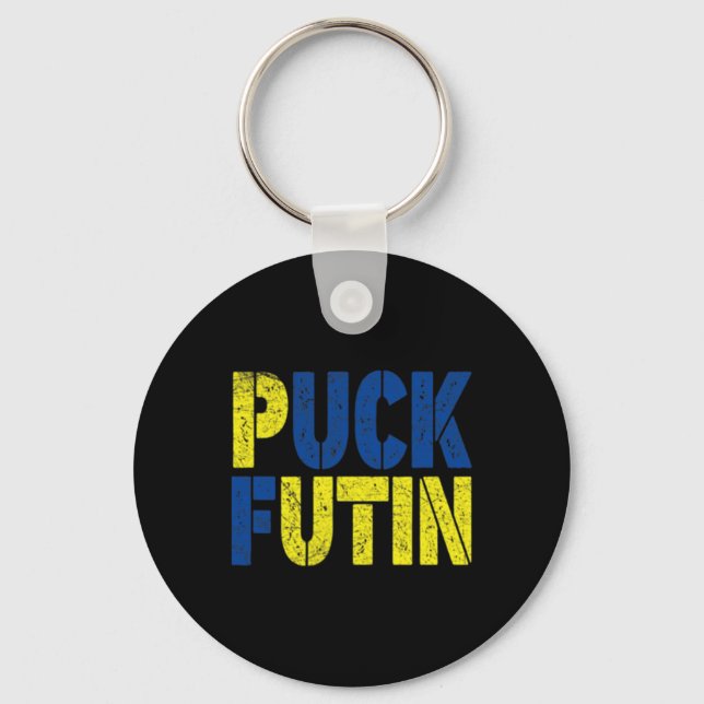 Puck Futin For This War - War On Ukraine - Support Key Ring (Front)