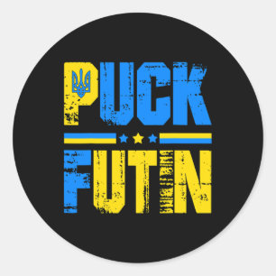 Puck Futin Gift Tee Ukrainian Flag Lover  Classic Round Sticker