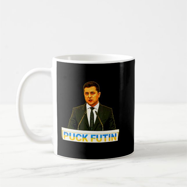 Puck Futin I Stand With Ukraine Flag Volodymyr Zel Coffee Mug (Left)