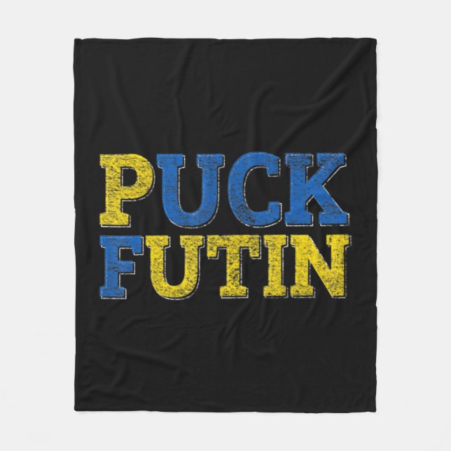 PUCK FUTIN I Stand With Ukraine  Fleece Blanket (Front)