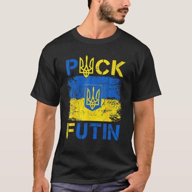 Puck Futin Meme I Stand With Ukraine Ukrainian Lov T-Shirt (Front)