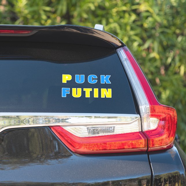 Puck Futin Sticker Ukrainian Flag Support Ukraine  (Car Side)