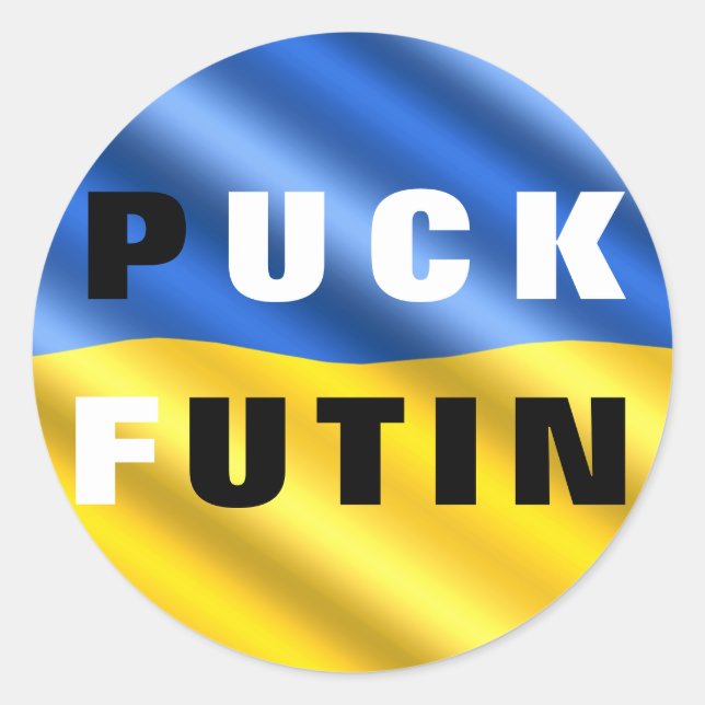 Puck Futin Sticker Ukrainian Flag Support Ukraine (Front)