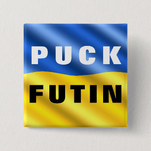 Puck Futin Support Ukraine Button Ukrainian Flag