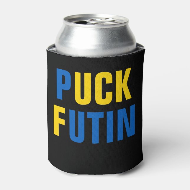 Puck Futin Ukraine Support Ukrainian     Can Cooler (Can Front)