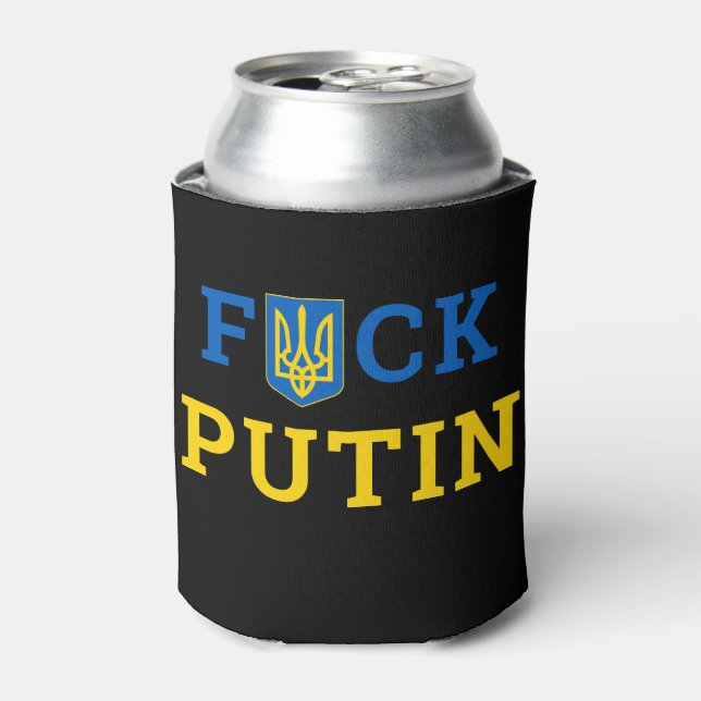 Puck Futin Ukraine Support Ukrainian      Can Cooler (Can Front)