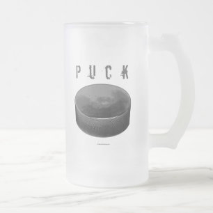 PUCK (Hockey) Frosted Glass Beer Mug