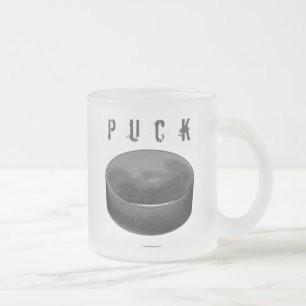 PUCK (Hockey) Frosted Glass Coffee Mug