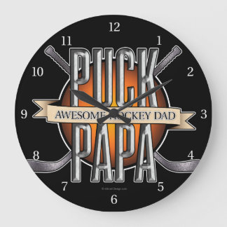 Puck Papa (Hockey Dad) Large Clock