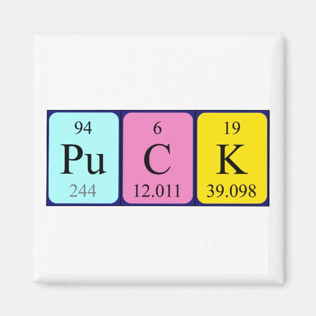 Puck periodic table name magnet (Front)