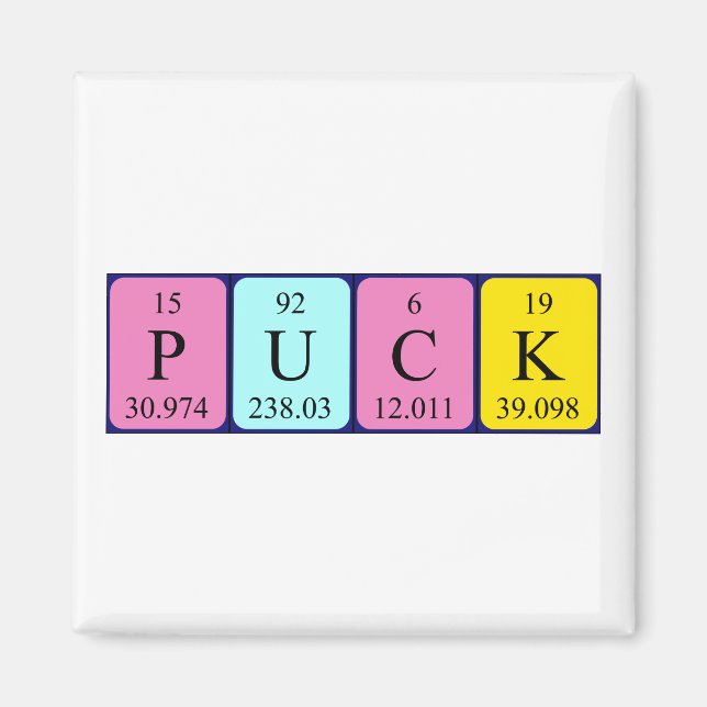 Puck periodic table name magnet (Front)