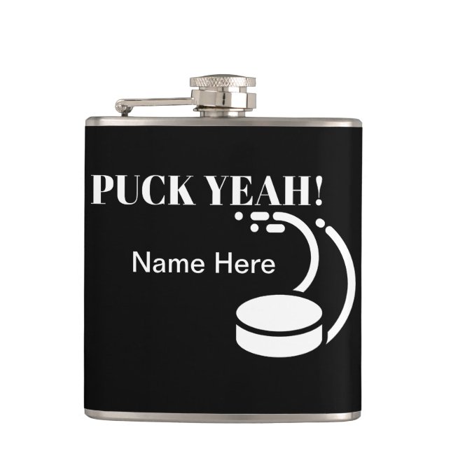 Puck Yeah Hockey Hip Flask (Front)