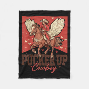Pucker Up Cowboy Funny Western Valentines  Fleece Blanket