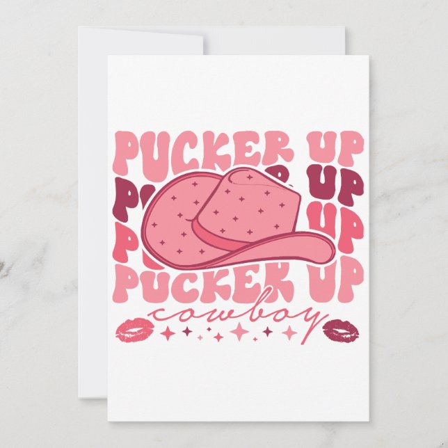 Pucker Up Cowboy Western Valentines Day  Invitation (Front)