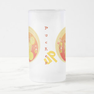 Pucker Up (dimensional) Frosted Glass Beer Mug
