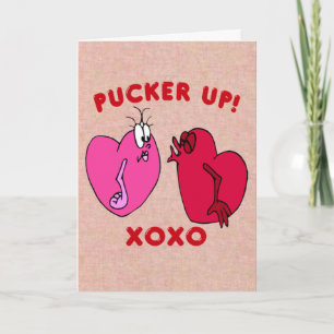 Pucker Up Valentine Hearts Card