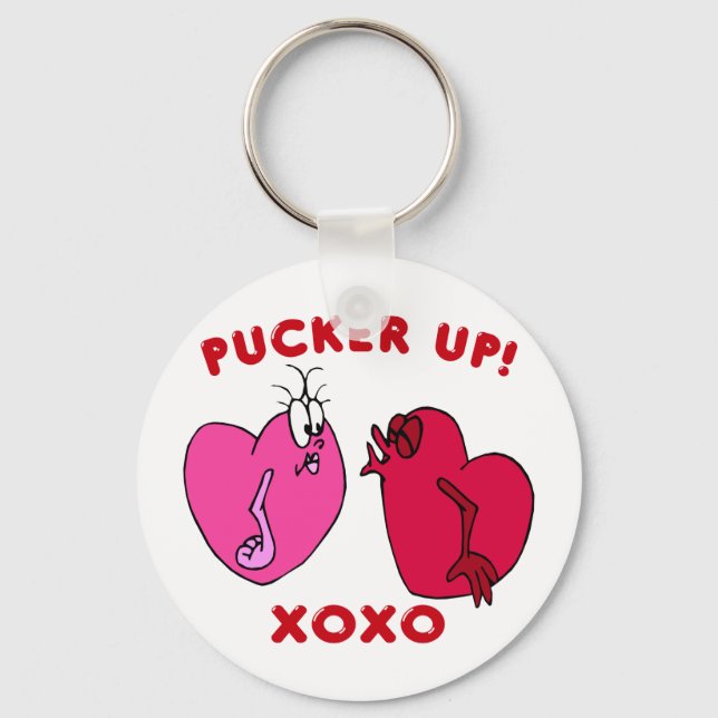 Pucker up Valentine Hearts Key Chain (Front)