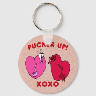 Pucker Up Valentine Hearts Key Chain