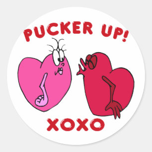 Pucker up Valentine Hearts Stickers