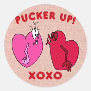 Pucker Up  Valentine Hearts Stickers