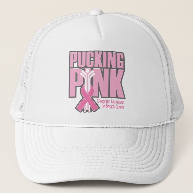 Pucking Pink (Hockey) Trucker Hat (Front)