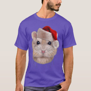 Pudding Dwarf Hamster in Christmas Santa Hat T-Shirt