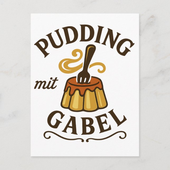 Pudding Mit Gabel Funny Design Postcard (Front)