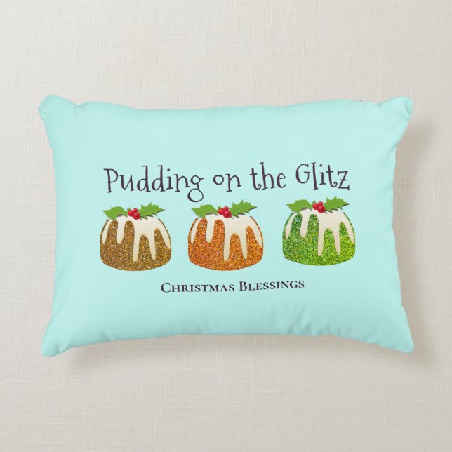 PUDDING ON GLITZ | Personalised Christmas Decorative Cushion (Front)