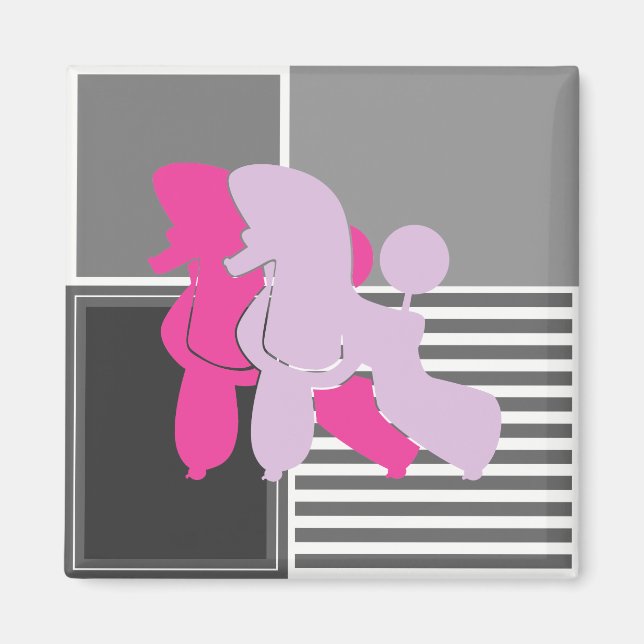 Pudel Paar modern und abstrakt Magnet (Front)