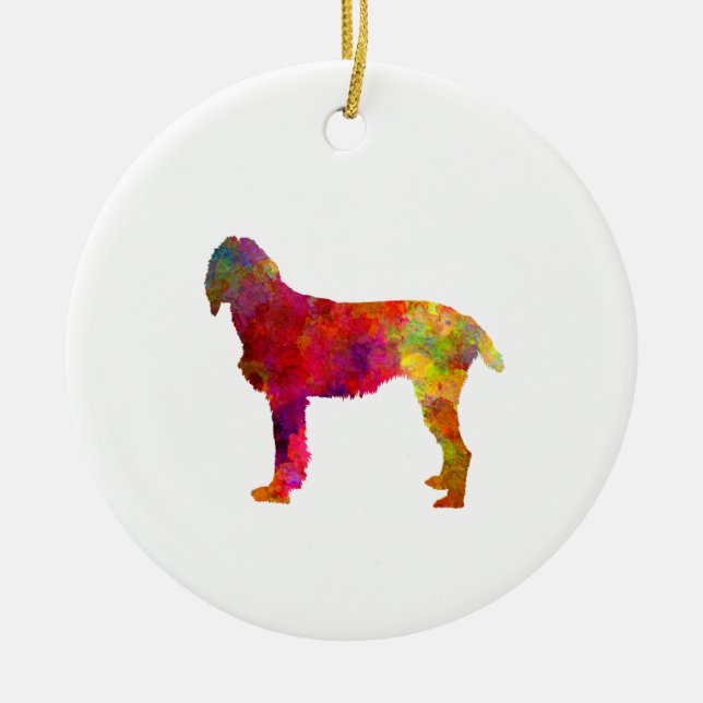 Pudelpointer in watercolor ceramic tree decoration (Front)