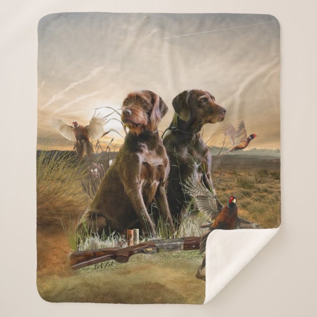 Pudelpointers, Hunting pheasant Sherpa Blanket (Front)