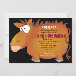 PUDGY PONY Horseback Birthday Party Invitation