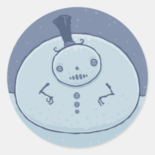 Pudgy Snowman Classic Round Sticker