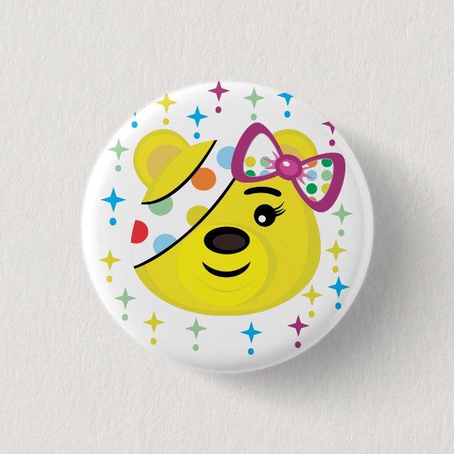 Pudsey bear 3 cm round badge (Front)