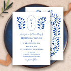 Puebla Style Blue Mexican Wedding Invitation