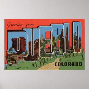 Pueblo, Colorado  - Large Letter Scenes Poster