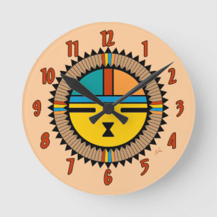 Pueblo Katsina (Kachina) Sun Face Round Clock