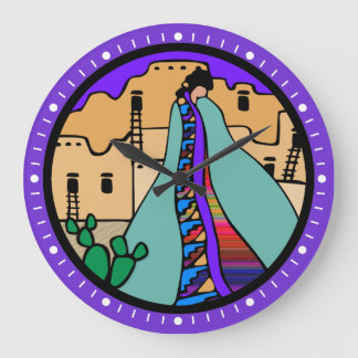 Pueblo Native American Clock with Purple Border